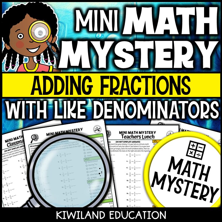 Adding fractions like denominators math mystery answer key