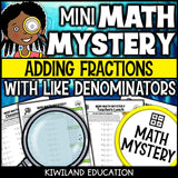 Adding fractions like denominators math mystery answer key
