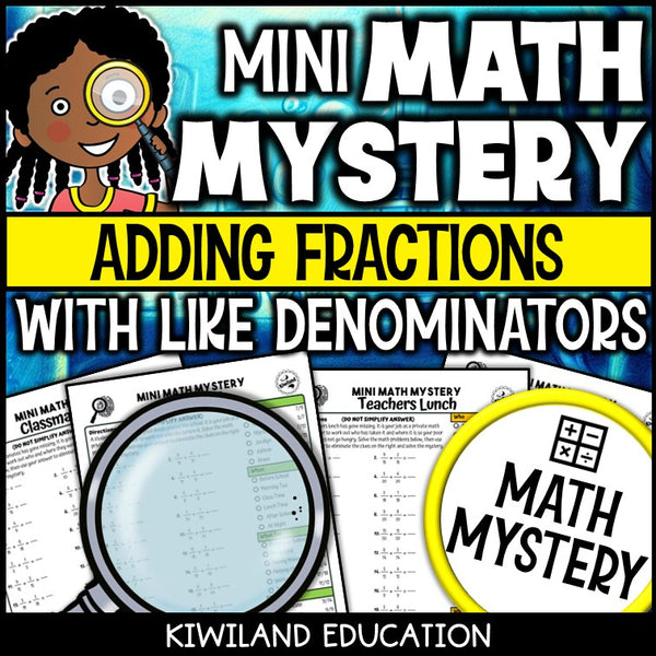 Adding fractions like denominators math mystery answer key