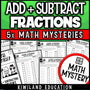 Adding and subtracting fractions with unlike denominators math mystery worksheets cover