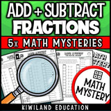Adding and subtracting fractions with unlike denominators detective math mystery activity