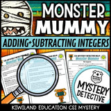 Adding subtracting integers case file suspect chart monster mummy