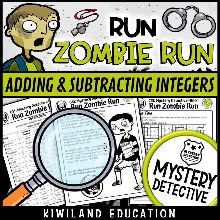 Adding subtracting integers practice mystery detective grades 6-8