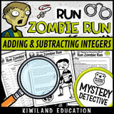 Adding subtracting integers practice mystery detective grades 6-8