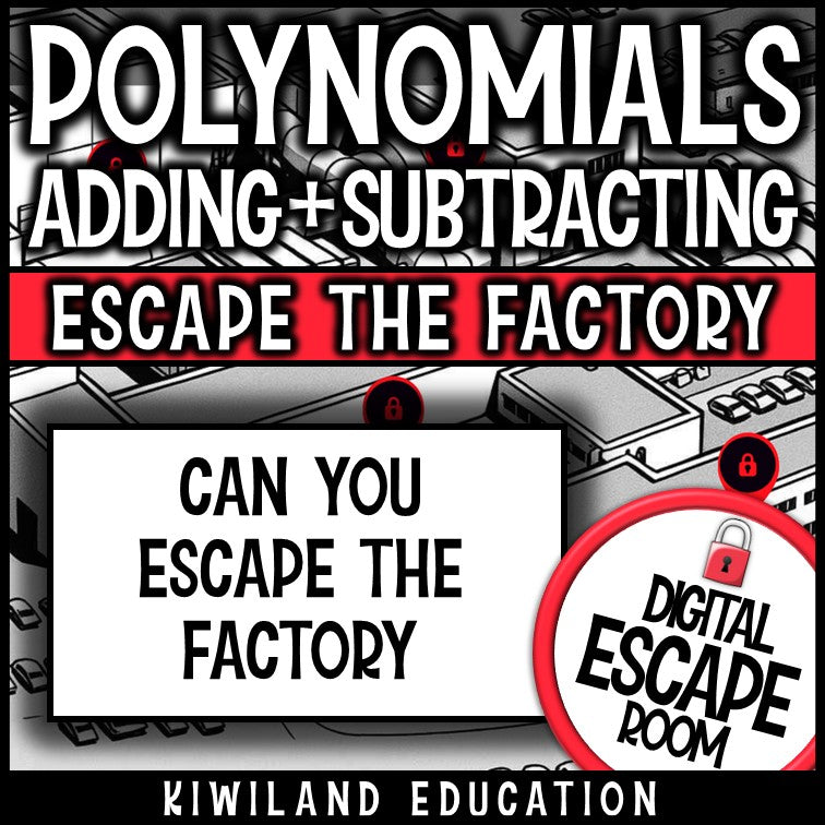No-prep adding and subtracting polynomials algebra escape room activity