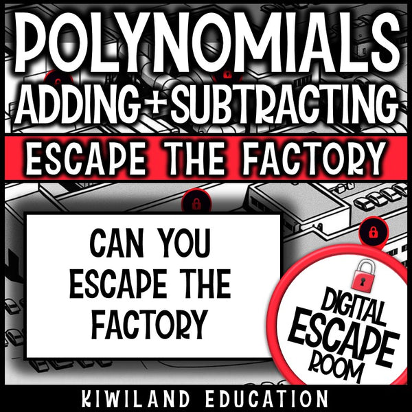 No-prep adding and subtracting polynomials algebra escape room activity