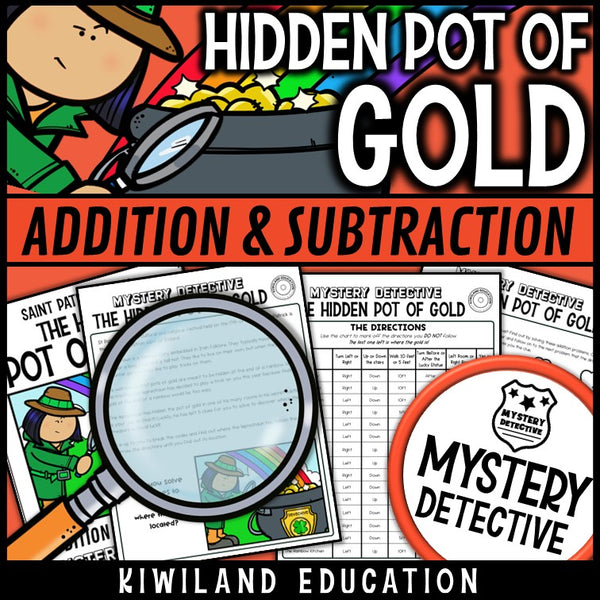 Addition and subtraction clue pages hidden pot of gold detective case