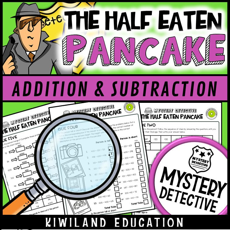 Addition and subtraction clue pages pancake day CSI mystery printable