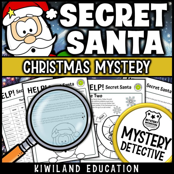 Addition and subtraction clue pages secret santa detective case
