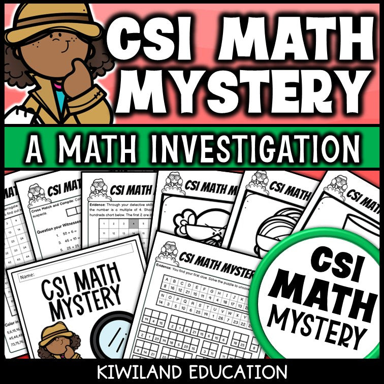 Skip counting and addition CSI Math Mystery cover for grades 3 to 6, The Number on the Loose case
