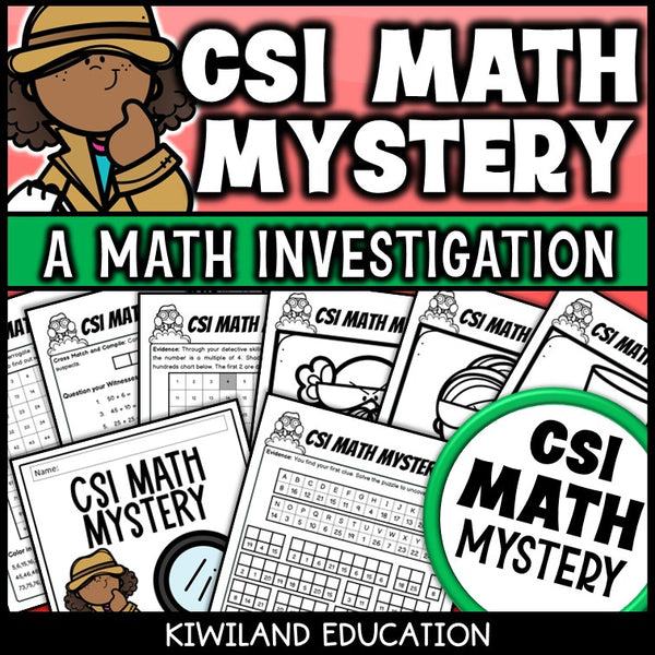 Skip counting and addition CSI Math Mystery cover for grades 3 to 6, The Number on the Loose case