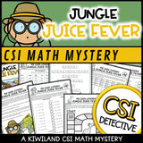 Addition and subtraction clue worksheet pages - Jungle Juice Fever math mystery