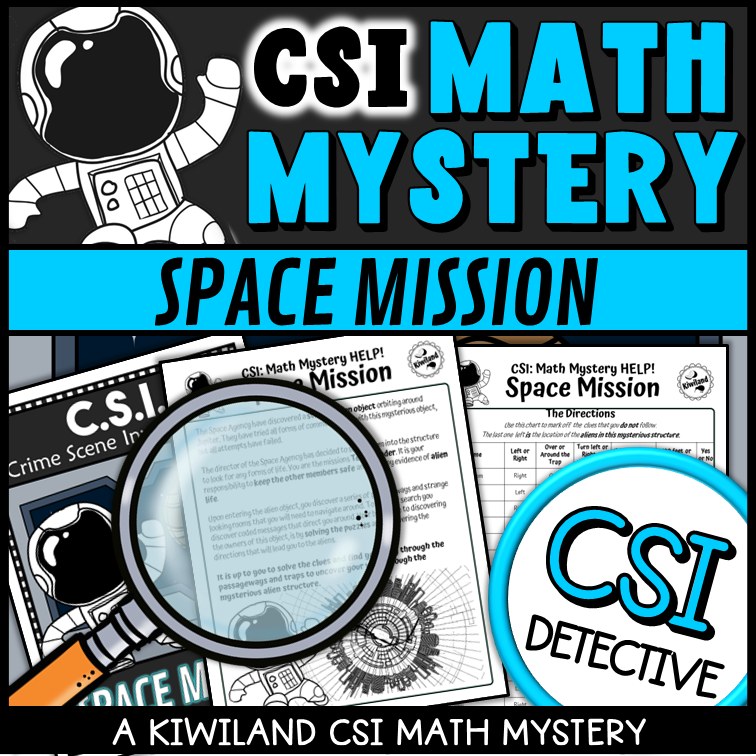Addition and subtraction clue worksheet pages - Space Mission math mystery