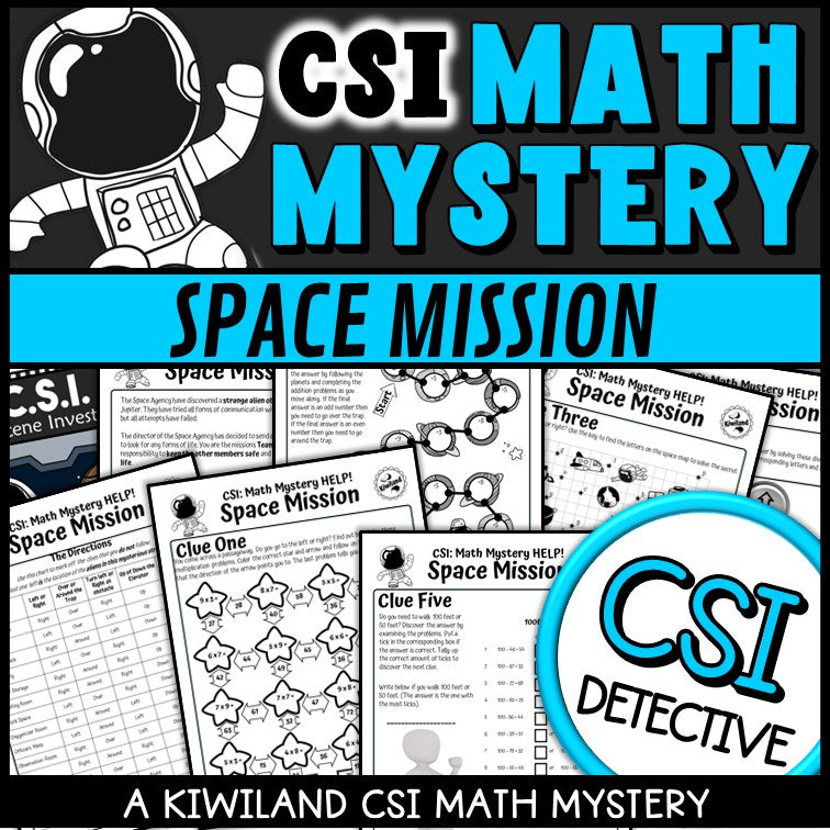 Addition and subtraction within 100 CSI Math Mystery cover - Space Mission, Grades 2-3 printable PDF