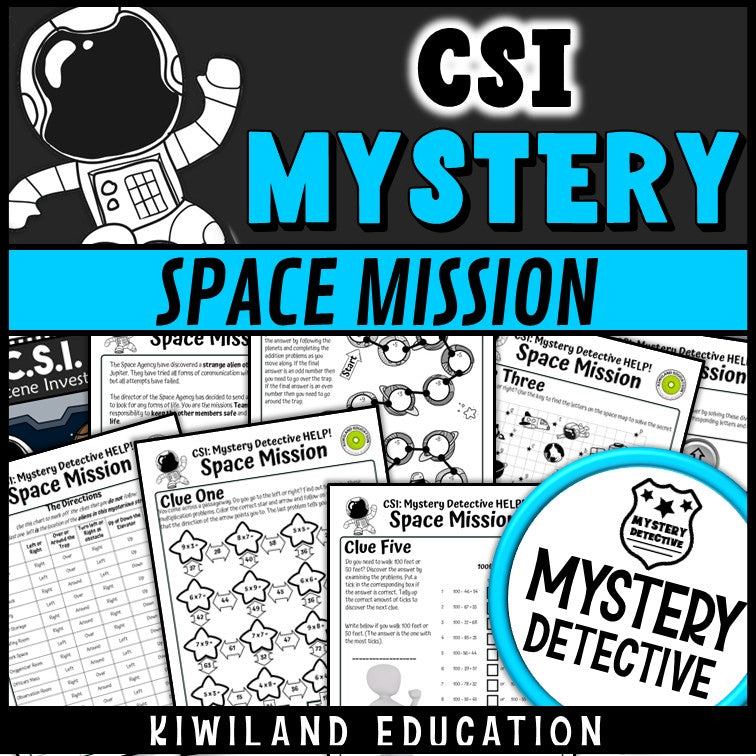 Addition subtraction within 100 mystery detective space mission grades 2-3