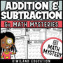 Addition and subtraction within 1000 back-to-school Math Mystery worksheets, detective cover grades 2-4
