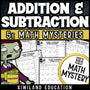 Addition and subtraction within 1000 zombie Math Mystery worksheets, detective cover grades 2-4