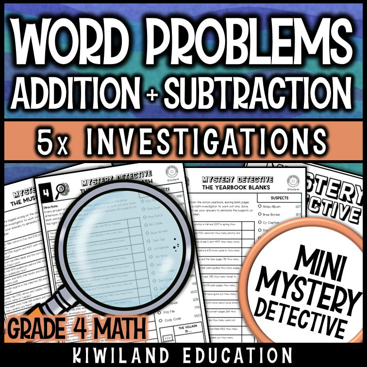 Addition subtraction within 10000 word problems 4th grade math centers
