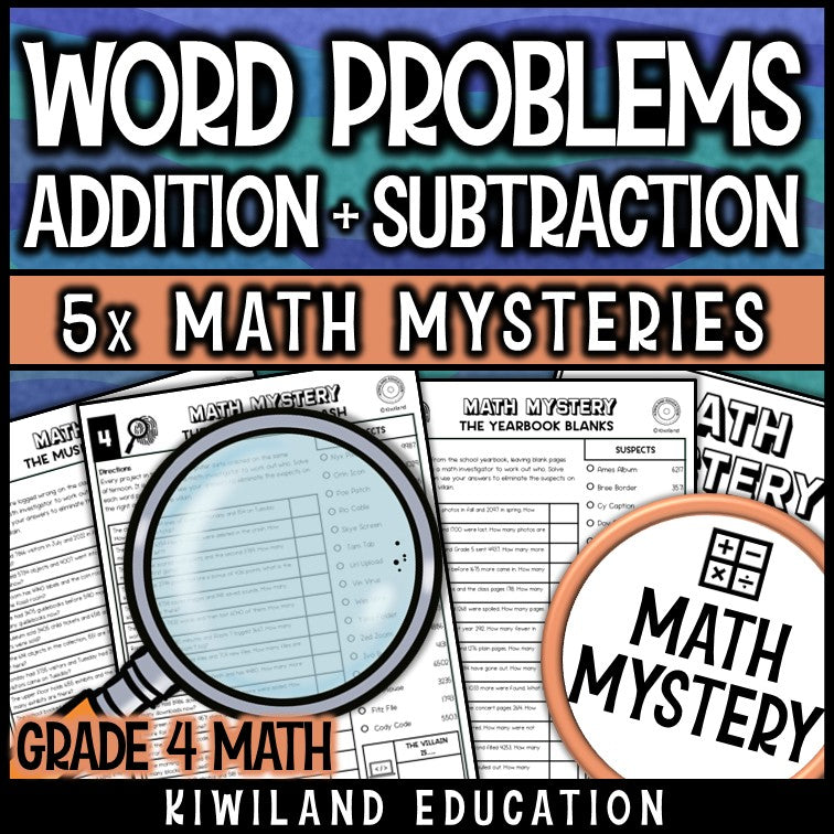 Addition and subtraction within 10,000 word problems 4th grade math centers
