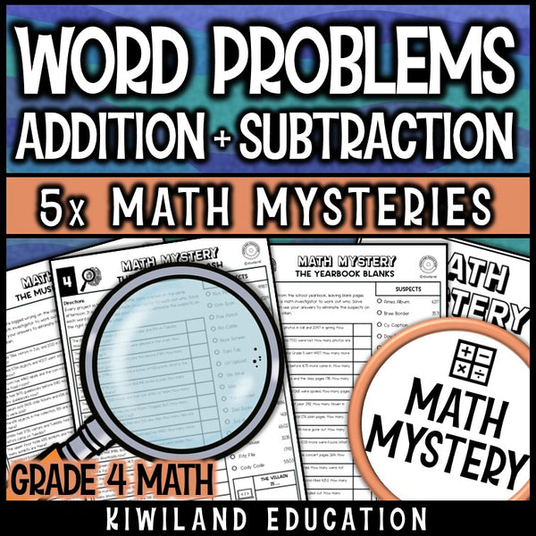 Addition and subtraction within 10,000 word problems 4th grade math centers