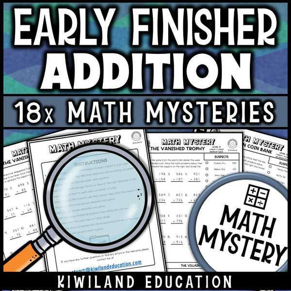Addition with regrouping, no prep printable math mystery for morning work and homework