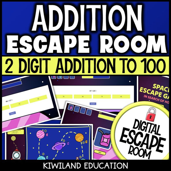 Addition with regrouping escape room challenge for Grades 1–3
