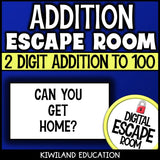 2-digit addition within 100 digital escape room – math