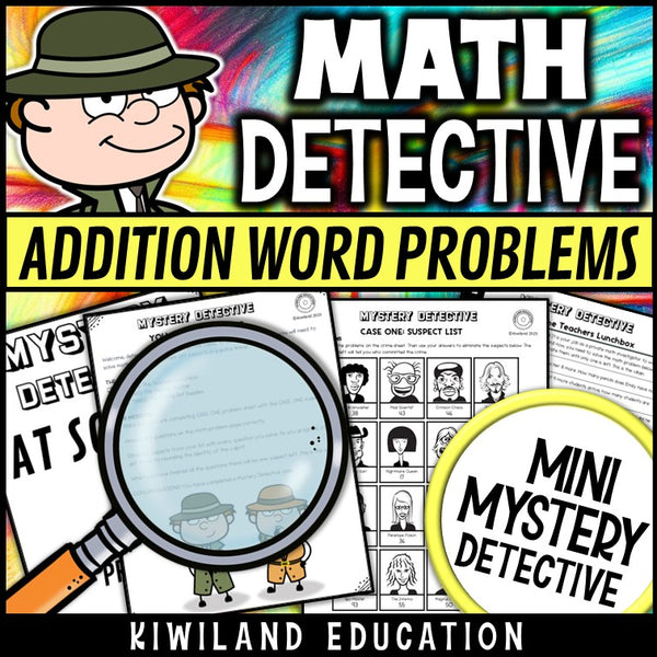 Addition word problems detective cases grade 2