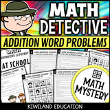 Back to School addition word problems within 100 Math Detective Mystery for 2nd, 3rd and 4th grade - no-prep printable