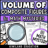 Additive volume of rectangular prisms, no prep printable detective activity with answer keys