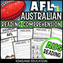 AFL football reading mystery comprehension activity cover for grades 3-6