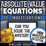 Algebra 1 absolute value equations review mystery detective 8th 9th 10th grade