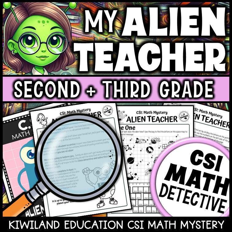 Alien math mystery clue pages with addition and subtraction within 100 and coordinates