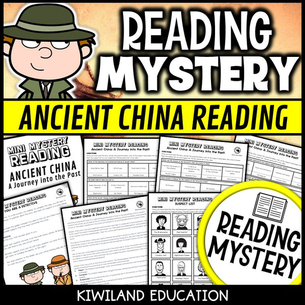 Ancient China reading mystery comprehension activity cover for grades 3-6