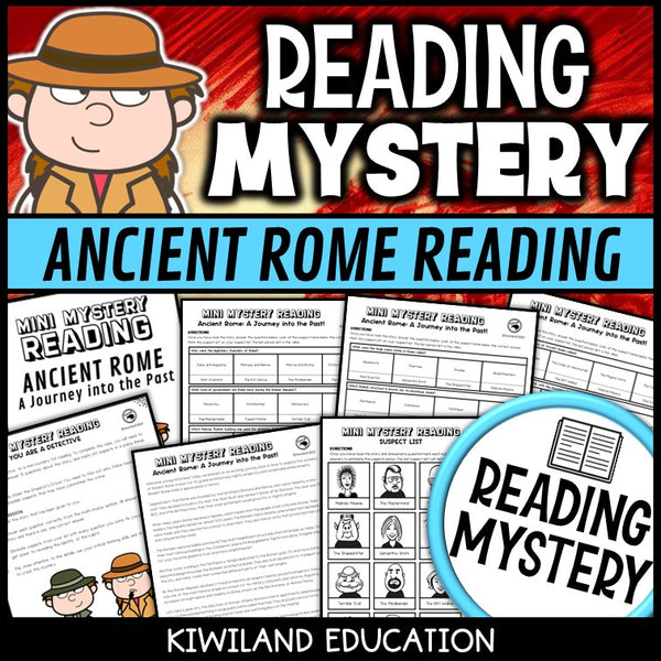 Ancient Rome reading mystery comprehension activity cover for grades 3-6