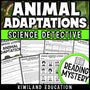 Animal adaptations reading mystery comprehension activity cover for grades 3-6
