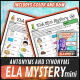 Antonyms and synonyms mystery in colour and black and white versions