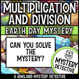 April earth day math worksheets multiplication division mystery detective