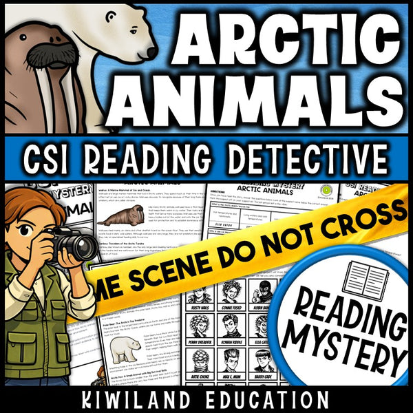 Arctic animals science reading mystery cover for grades 3-6