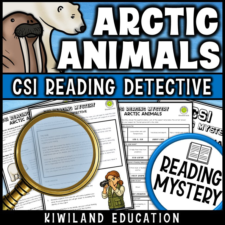 Nonfiction Arctic animals reading comprehension passage for grades 3-6