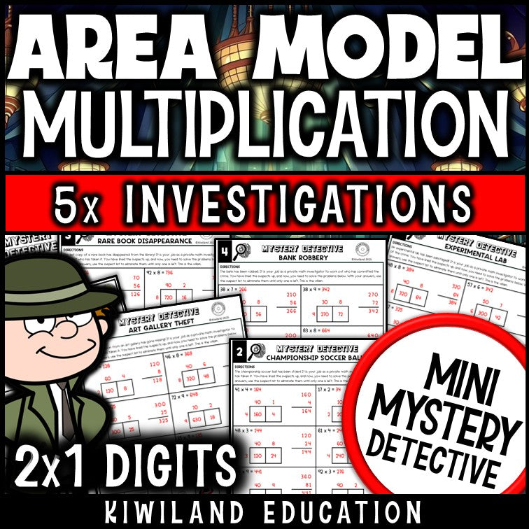 Area model multiplication 2 by 1-digit worksheets grade 4