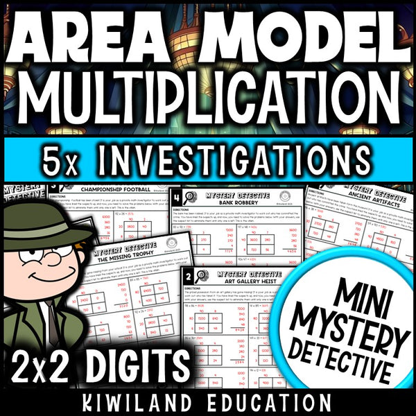 Area model multiplication 2 by 2-digit worksheets grade 4-5