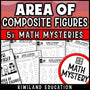 Area of composite figures worksheets for 4th 5th 6th grade, no-prep printable Math Mystery