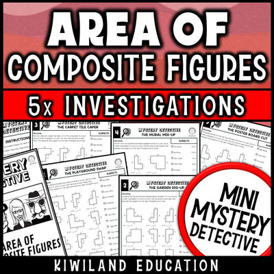 Area of composite figures worksheets 4th 5th 6th grade mystery detective