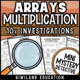 Arrays and multiplication practice self-checking math centers answer keys