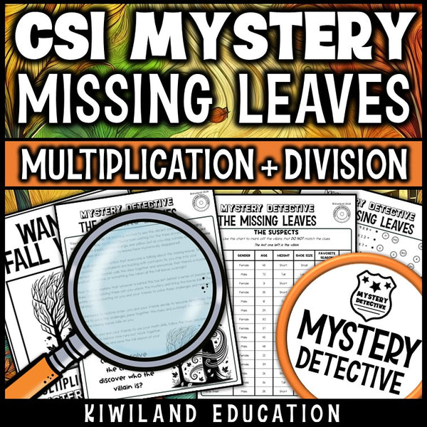 Autumn math detective activity story page suspect chart times tables printable