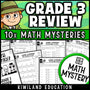Back to school 3rd grade math review worksheets, printable math mystery detective pack