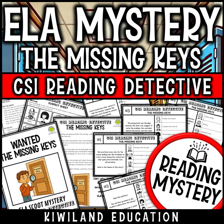 Back to School ELA Scoot Mystery – The Case of the Missing Office Key task cards for Grades 3–6