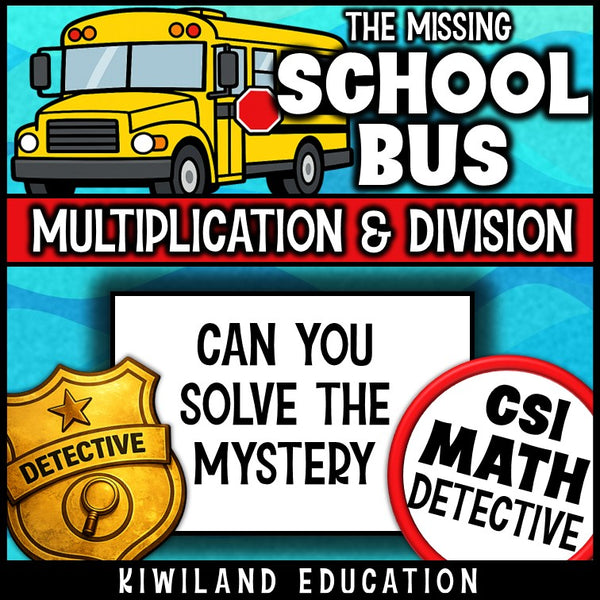 Back to school multiplication and division math mystery review for sub plans and homework