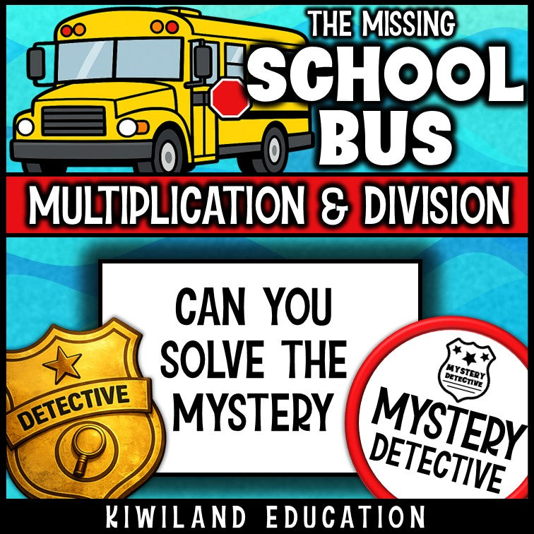 Back-to-school mystery detective multiplication division review sub plans homework grade 3-5